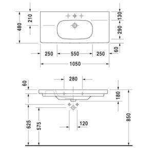 Раковина мебельная Duravit D-Code 03421000002 1050х480 мм цвет белый-фото2