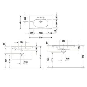 Раковина мебельная Duravit D-Code 03428500002 850х480 мм цвет белый-фото2