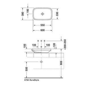 Раковина накладная Duravit DuraStyle 0349600000 600х380 мм цвет белый-фото2