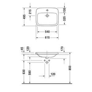 Раковина встраиваемая сверху Duravit DuraStyle 0374620000 615х495 мм цвет белый-фото2