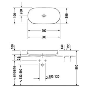 Раковина накладная Duravit Luv 0379800000 800х400 мм цвет белый-фото2