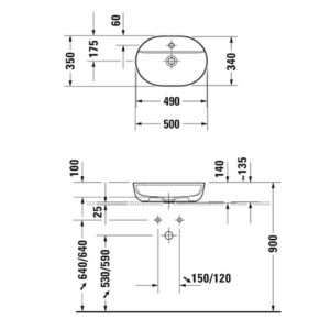 Раковина накладная Duravit Luv 0380500000 500х350 мм цвет белый-фото2