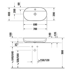 Раковина накладная Duravit Luv 0380700000 700х400 мм цвет белый-фото2