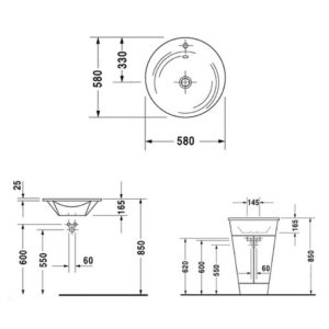 Раковина мебельная Duravit Starck 1 0406580000 ⌀ 580 мм цвет белый-фото2