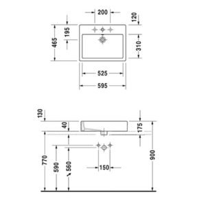 Раковина накладная Duravit Vero 0452600000 595х465 мм цвет белый-фото2