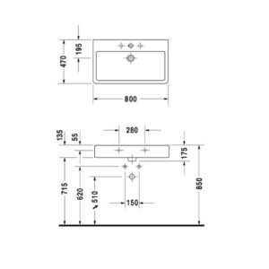Раковина Duravit Vero 0454800027 800х470 мм цвет белый-фото2