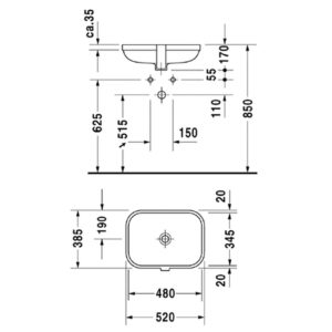 Раковина встраиваемая снизу Duravit Happy D.2 0457480000 520х385 мм цвет белый-фото2