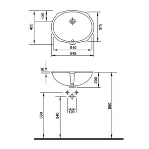Раковина встраиваемая снизу Duravit Santosa 0466510000 510х375 мм цвет белый-фото2