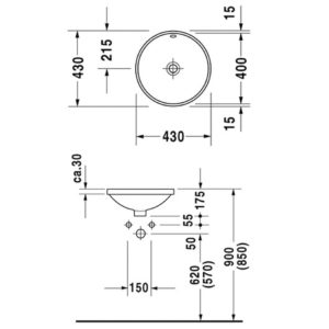 Раковина встраиваемая снизу Duravit Architec 0468400000 Ø 400 мм цвет белый-фото2