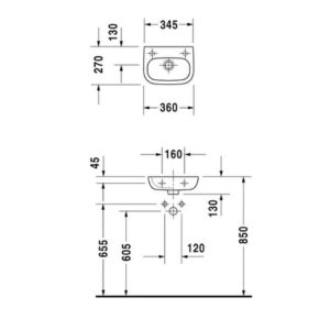 Раковина Duravit D-Code 07053600002 360х270 мм без отверстия под смеситель цвет белый-фото2