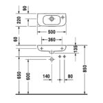 Раковина Duravit D-Code 07065000082 500х220 мм отверстие под смеситель справа цвет белый-фото2