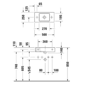 Раковина мебельная Duravit Vero 0724500009 500х250 мм отверстие под смеситель слева цвет белый-фото2