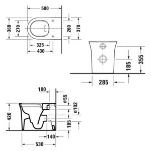 Чаша приставного унитаза Duravit White Tulip Rimless 2001090000 безободковая-фото2