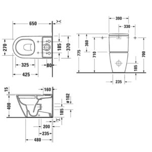 Чаша напольного унитаза Duravit D-Neo Rimless 2002090000 безободковая-фото2