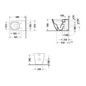 Чаша приставного унитаза Duravit D-Neo Rimless 2003090000 безободковая-фото2