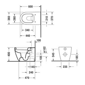 Чаша приставного унитаза Duravit Me by Starck 2169090000 белый-фото2
