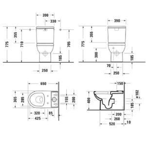 Чаша напольного унитаза Duravit No.1 Rimless 21820900002 безободковая-фото2