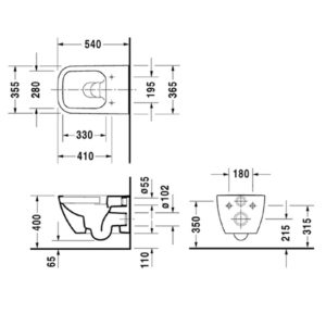 Подвесной унитаз чаша Duravit Happy D.2 Rimless 2222098900 безободковая антрацит матовый-фото2