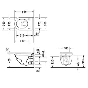 Подвесной унитаз чаша Duravit Starck 3 2225090000 белый-фото2