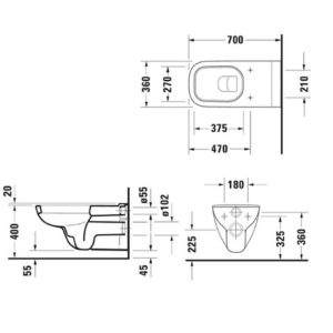 Подвесной унитаз чаша Duravit D-Code Vital 22280900002 для людей с ограниченными возможностями белый-фото2