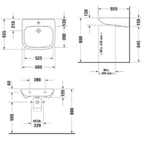 Раковина Duravit D-Code Vital 23126000002 600х555 мм цвет белый-фото2