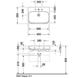 Раковина мебельная Duravit Happy D.2 2318650000 650х505 мм цвет белый-фото2