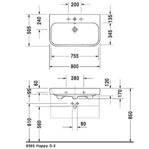 Раковина мебельная Duravit Happy D.2 2318800000 800х505 мм цвет белый-фото2
