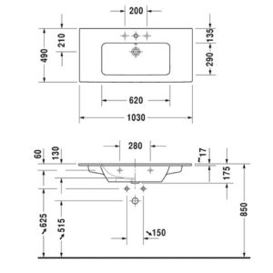 Раковина мебельная Duravit Me by Starck 2336100000 1030х490 мм цвет белый-фото2
