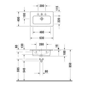 Раковина мебельная Duravit Me by Starck 2342630000 630х400 мм цвет белый-фото2