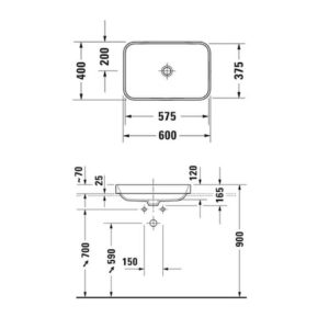 Раковина встраиваемая сверху Duravit Happy D.2 Plus 2359600000 600×400 мм цвет белый-фото2