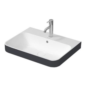 Раковина встраиваемая сверху Duravit Happy D.2 Plus 2360606100 600х460 мм белая/антрацит матовый-фото1