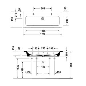 Раковина мебельная Duravit Me by Starck 2361120024 1230х490 мм цвет белый-фото2