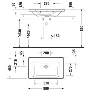 Раковина мебельная Duravit D-Neo 2367800060 800х480 мм без отверстия под смеситель цвет белый-фото2