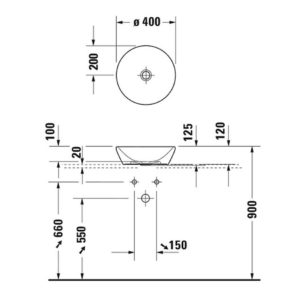 Раковина накладная Duravit D-Neo 2371401370 ⌀ 400 мм антрацит матовый-фото2