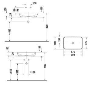 Раковина накладная Duravit D-Neo 2397600070 600х400 мм цвет белый-фото2
