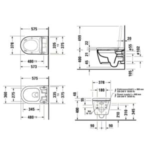 Подвесной унитаз чаша Duravit Me by Starck Rimless 2510092000 HygieneGlaze для крышки-биде SensoWash Starck F-фото2