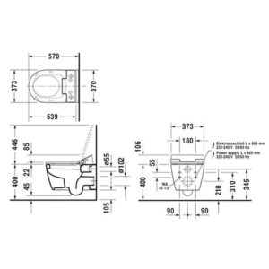Подвесной унитаз чаша Duravit ME by Starck 2528590000 для крышки-биде SensoWash белый-фото2