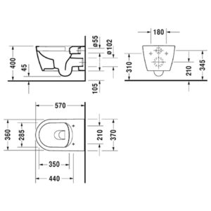 Подвесной унитаз чаша Duravit ME by Starck Rimless 2529092000 безободковая HygieneGlaze белый-фото2