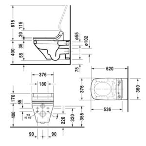 Подвесной унитаз чаша Duravit DuraStyle 2537590000 для крышки-биде SensoWash белый-фото2