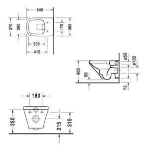 Подвесной унитаз чаша Duravit DuraStyle Rimless 2538090000 безободковая белый-фото2