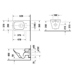 Подвесной унитаз чаша Duravit DuraStyle Rimless 2542090000 безободковая удлиненная белый-фото2