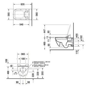 Подвесной унитаз чаша Duravit Happy D.2 Rimless 2550590000 безободковая для крышки-биде SensoWash белый-фото2