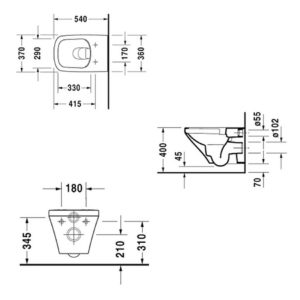 Подвесной унитаз чаша Duravit DuraStyle Rimless 25510900001 безободковая WonderGliss-фото2
