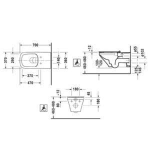 Подвесной унитаз чаша Duravit DuraStyle Rimless 2559090000 безободковая для людей с ограниченными возможностями-фото2