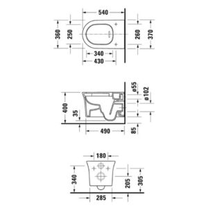 Подвесной унитаз чаша Duravit White Tulip Rimless 2576092000 безободковая HygieneGlaze HygieneFlush-фото2