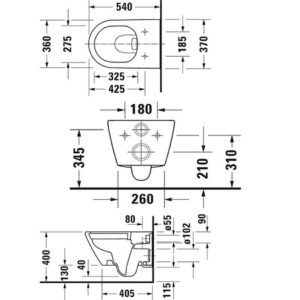 Подвесной унитаз чаша Duravit D-Neo Rimless 25770900001 безободковая WonderGliss белый-фото2