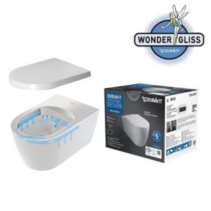 Подвесной унитаз c сиденьем Duravit ME by Starck 45290900A11 безободковый WonderGliss-фото1