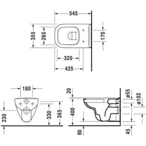 Унитаз подвесной Duravit D-Code Rimless 45700900A1 безободковый чаша 25700900002 с сиденьем SoftClose 0067390000 белый-фото2