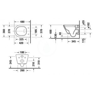 Унитаз подвесной Duravit D-Neo Rimless 45870900A1 безободковый компакт чаша 2587090000 с сиденьем SoftClose 0021690001-фото2