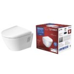 Унитаз подвесной Duravit D-Neo Rimless 45870900A1 безободковый компакт чаша 2587090000 с сиденьем SoftClose 0021690001-фото1